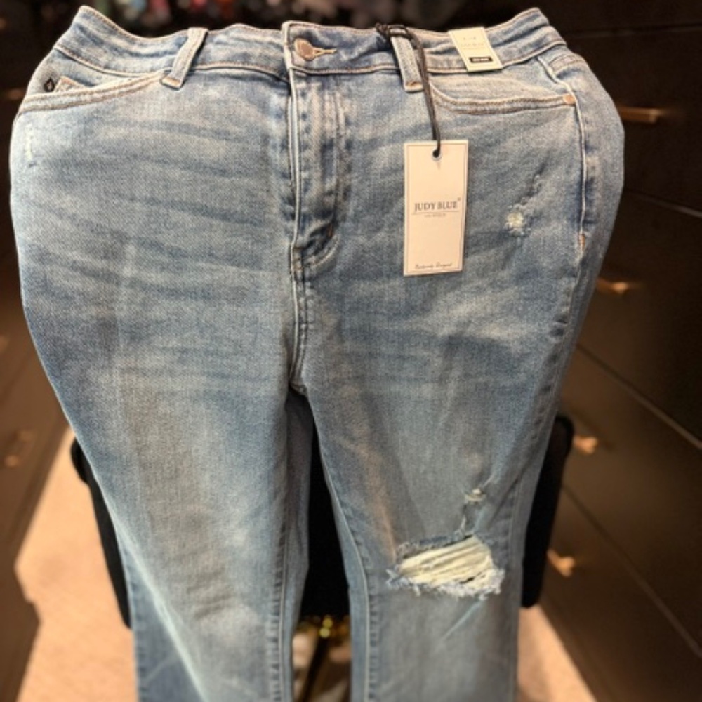Judy Blue Mid Rise Distressed and Released hem Bootcut Jeans-9